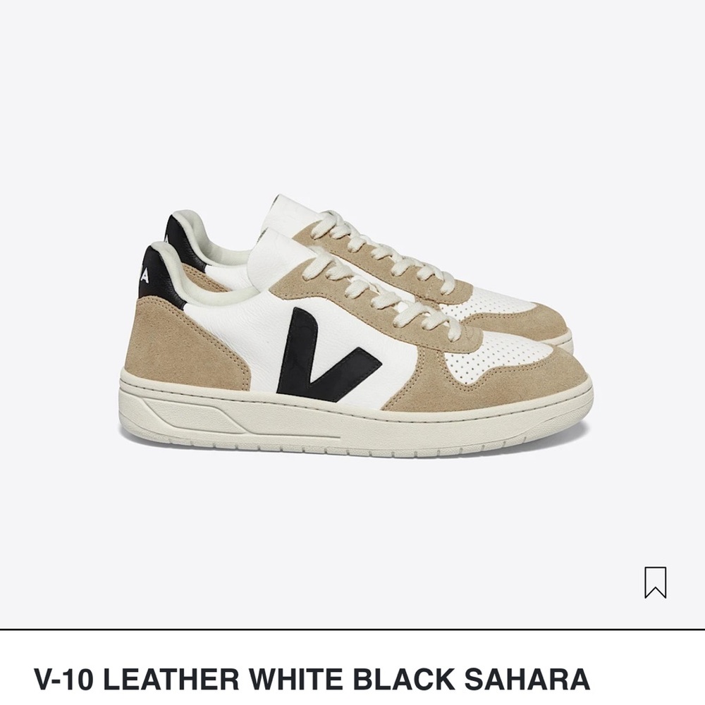 Veja V-10 Sneakers in White, Sahara & Black